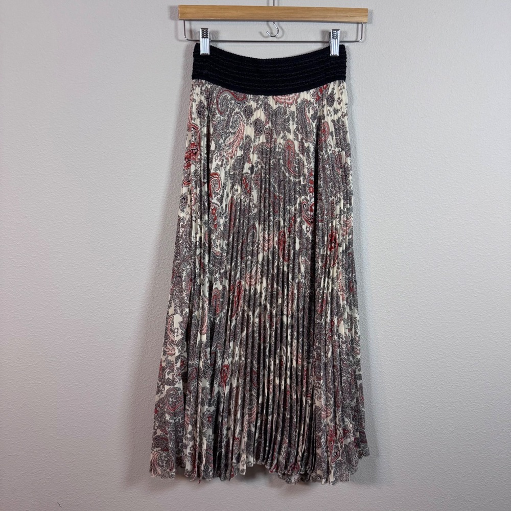 Loyd/Ford Paisley Pleated Midi Skirt Boho Cottagecore Size Small Made in the USA